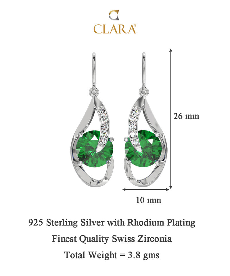 Silver Dark Green Eye Earring