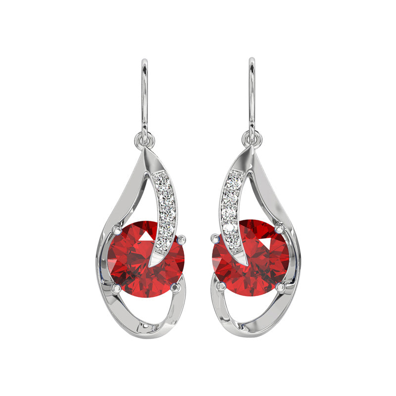 Silver Blood Red Eye Earring