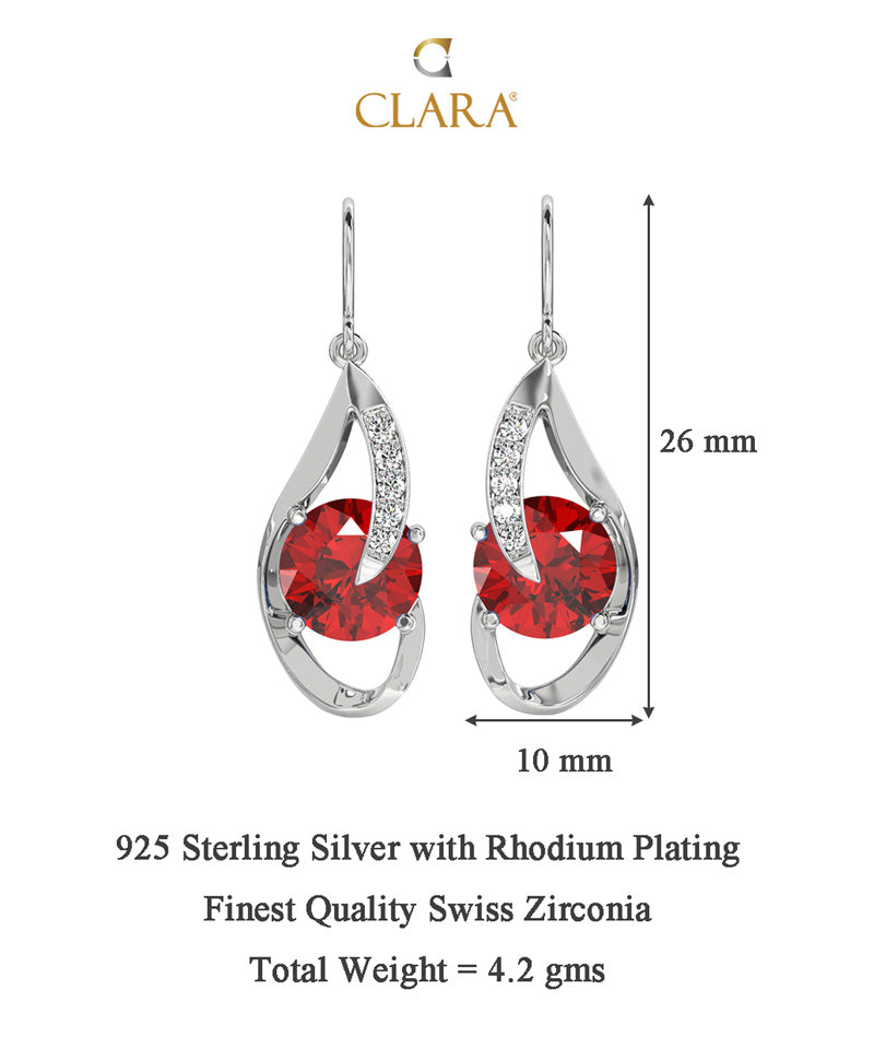 Silver Blood Red Eye Earring