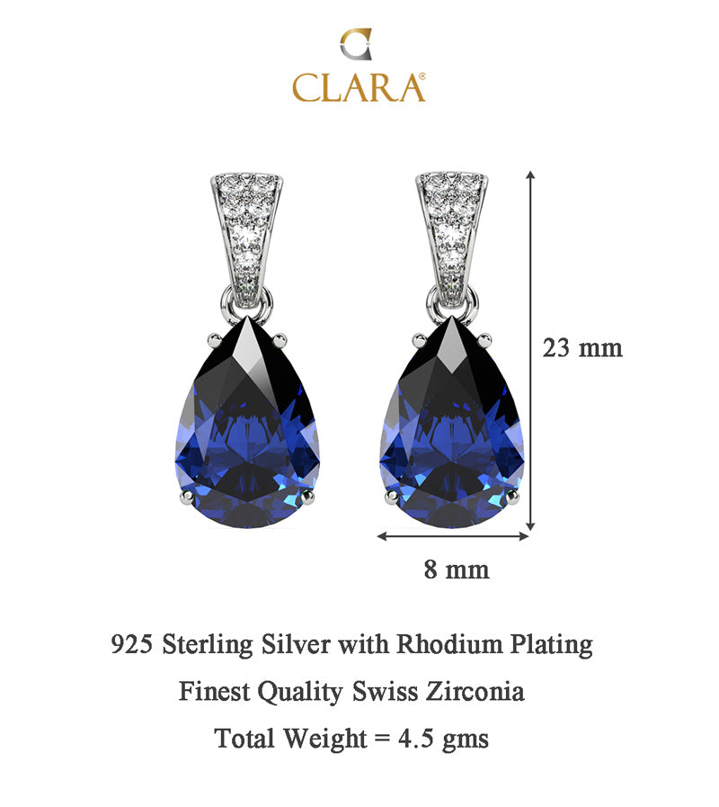 Silver Royal Blue Tear Drop Earring