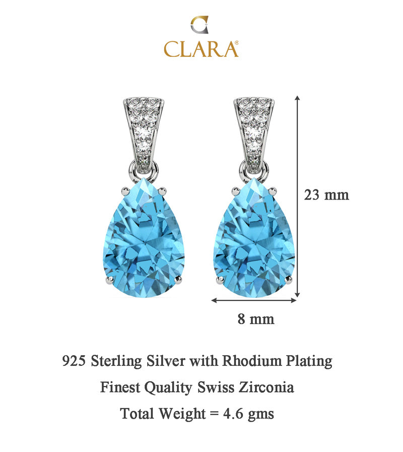 Silver Sky Blue Tear Drop Earring