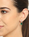 Silver Dark Green Tear Drop Earring
