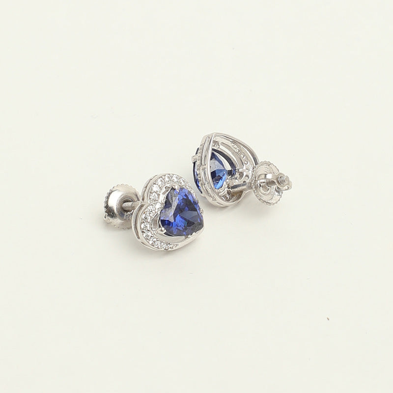 Silver Royal Blue Heart Jewellery Set