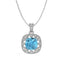 Silver Sky Blue Cushion Pendant