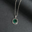 CLARA 925 Sterling Silver Dark Green Cushion Pendant | Rhodium Plated, Swiss Zirconia | Gift for Women & Girls
