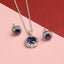 CLARA 925 Sterling Silver Royal Blue Cushion Pendant Earring Chain Jewellery Set | Rhodium Plated, Swiss Zirconia | Gift for Women & Girls