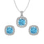 Silver Sky Blue Cushion Jewellery Set