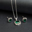 CLARA 925 Sterling Silver Dark Green Cushion Pendant Earring Chain Jewellery Set | Rhodium Plated, Swiss Zirconia | Gift for Women & Girls