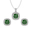 Silver Dark Green Cushion Jewellery Set