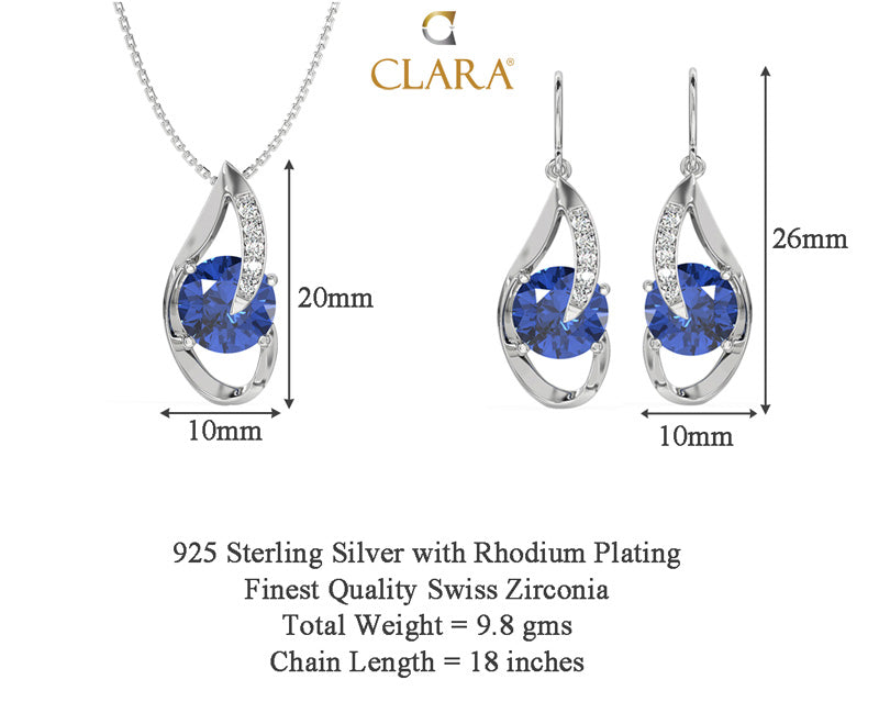 Silver Royal Blue Eye Jewellery Set
