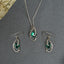 CLARA 925 Sterling Silver Dark Green Eye Pendant Earring Chain Jewellery Set | Rhodium Plated, Swiss Zirconia | Gift for Women & Girls
