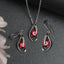 CLARA 925 Sterling Silver Blood Red Eye Pendant Earring Chain Jewellery Set | Rhodium Plated, Swiss Zirconia | Gift for Women & Girls