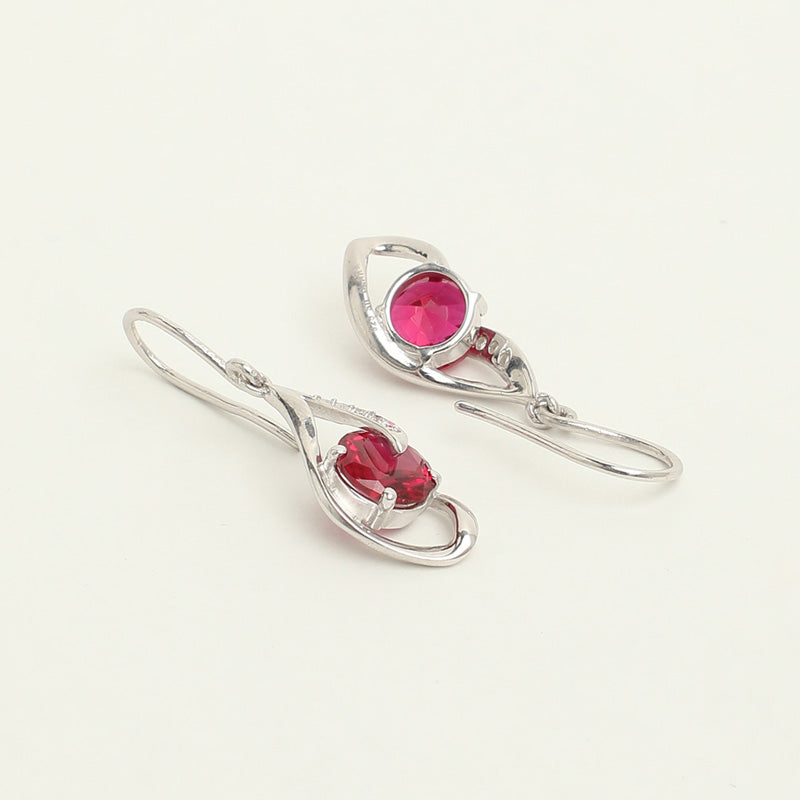 Silver Blood Red Eye Jewellery Set