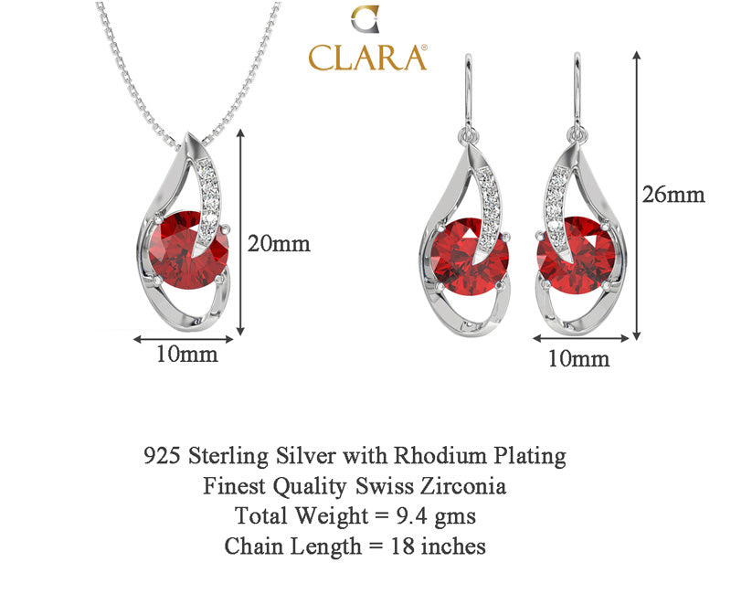 Silver Blood Red Eye Jewellery Set