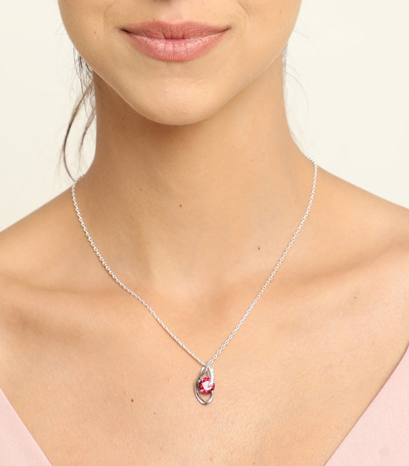 Silver Blood Red Eye Pendant