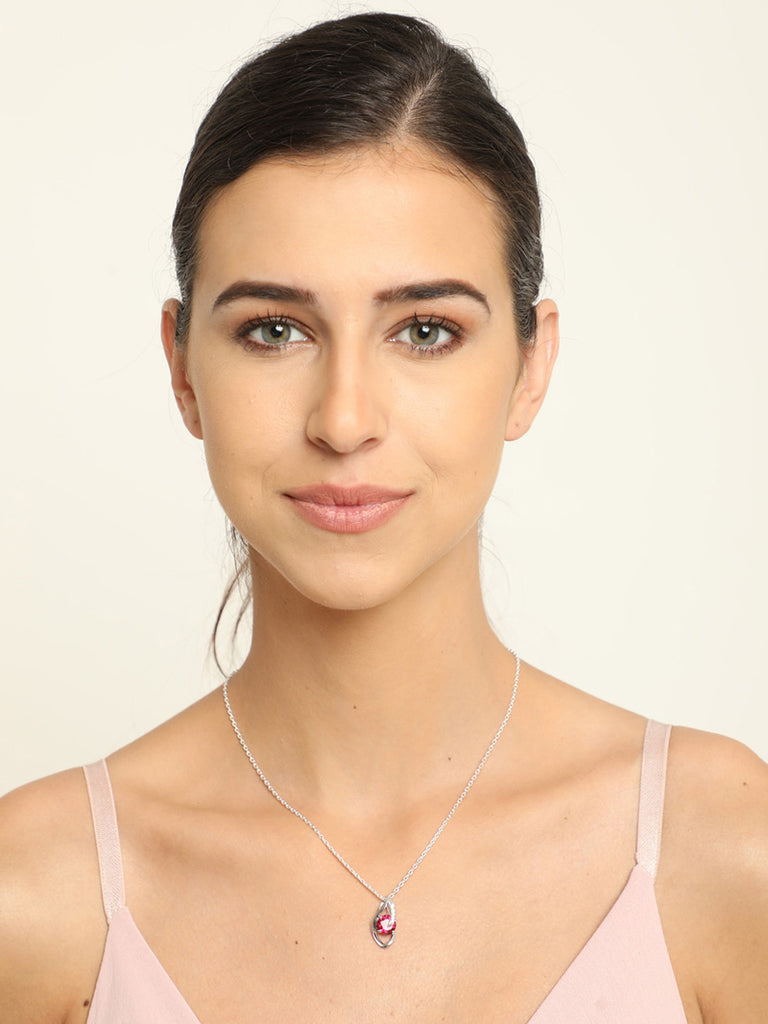 Silver Blood Red Eye Pendant