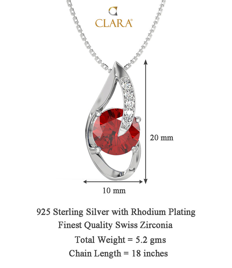 Silver Blood Red Eye Pendant