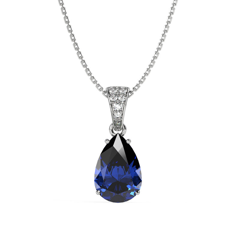 Silver Royal Blue Tear Drop Pendant
