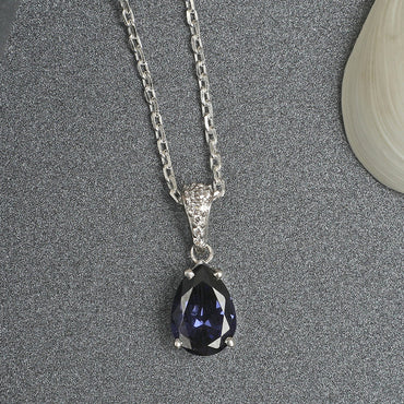 Silver Royal Blue Tear Drop Pendant