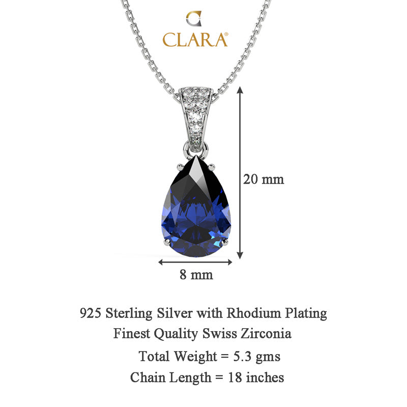 Silver Royal Blue Tear Drop Pendant