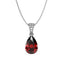 Silver Blood Red Tear Drop Pendant