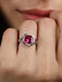 Silver Blood Red Cushion Ring