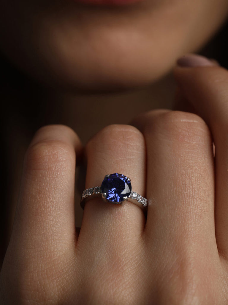 Silver Royal Blue Eye Ring