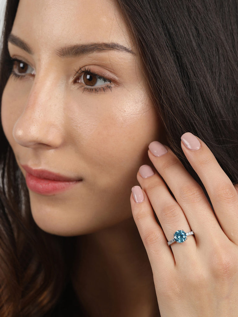 Silver Sky Blue Eye Ring