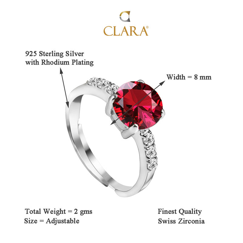 Silver Blood Red Eye Ring