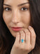Silver Sky Blue Tear Drop Ring