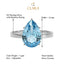 Silver Sky Blue Tear Drop Ring
