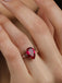 Silver Blood Red Tear Drop Ring