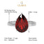 Silver Blood Red Tear Drop Ring