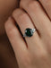 Silver Dark Green Oval Ring