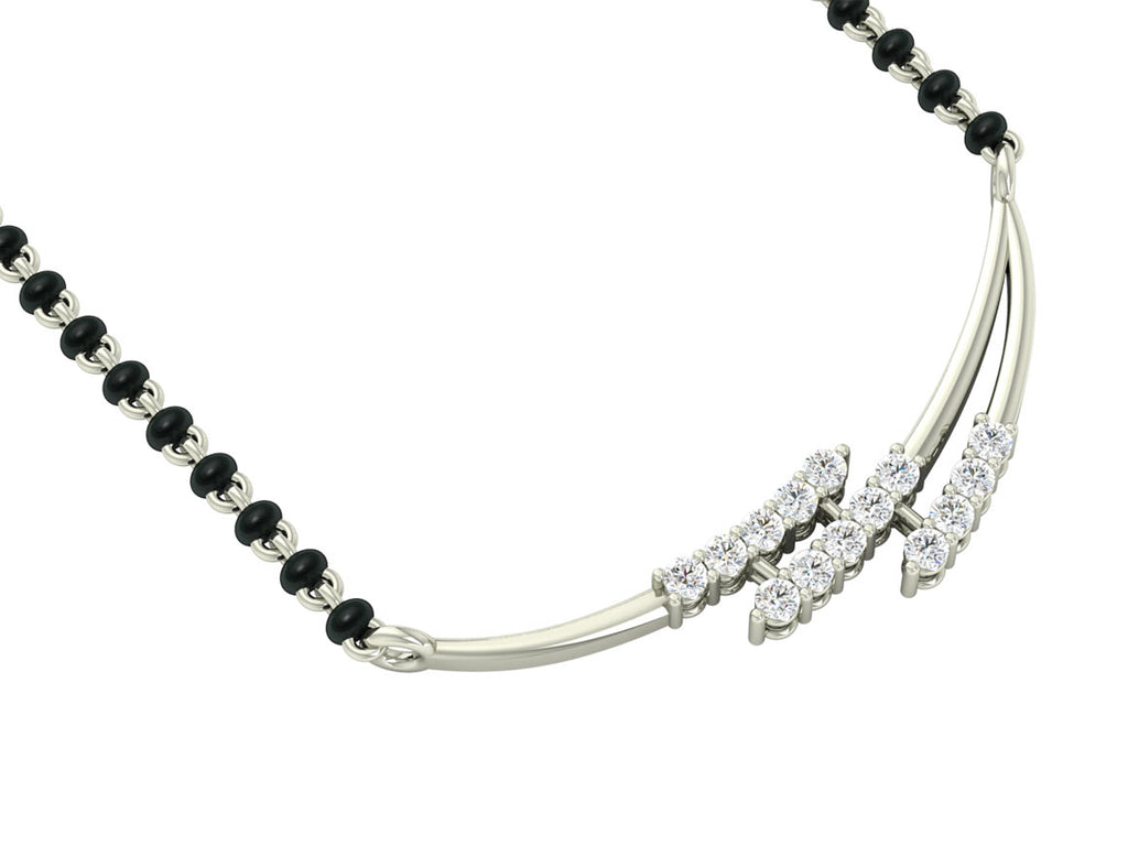 CLARA 925 Sterling Silver Rhodium Plated Isla Mangalsutra Chain Pendant
