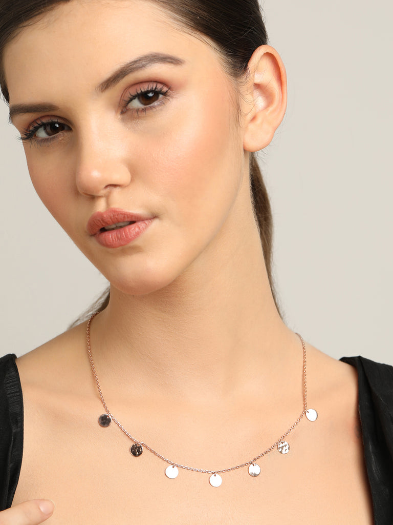 CLARA 925 Sterling Silver Hammered Charm Necklace Chain 