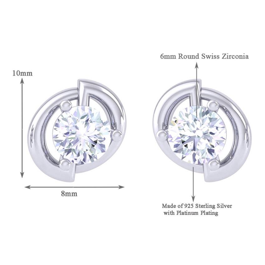 Clara Made with Swiss Zirconia 925 Sterling Silver Platinum Plated Roma Solitaire Earring Gift For Women & Girls