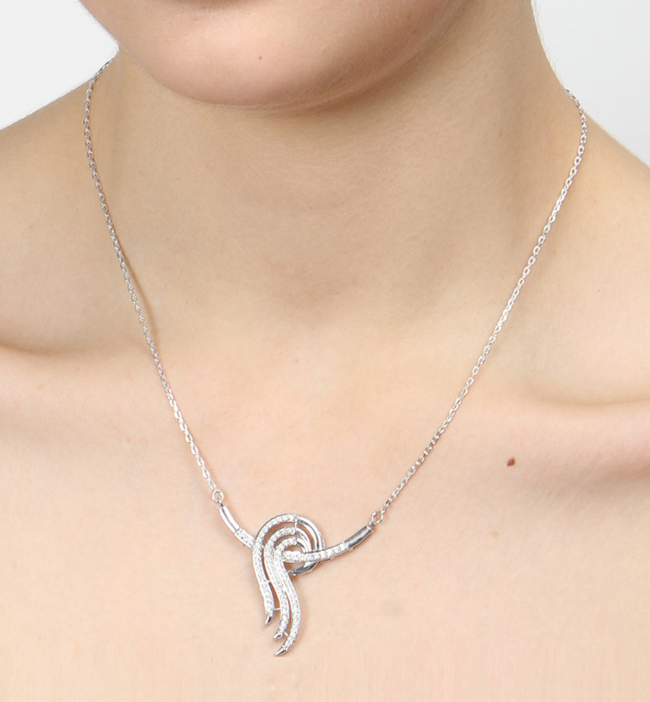 CLARA 925 Sterling Silver Rhodium Plated Zoe Pendant with Chain Gift for Women and Girls