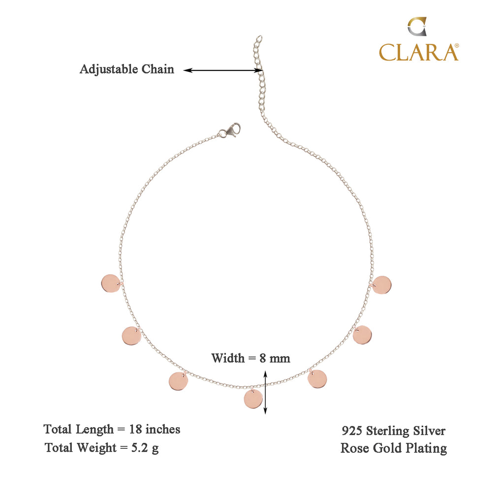 CLARA 925 Sterling Silver Hammered Charm Necklace Chain 