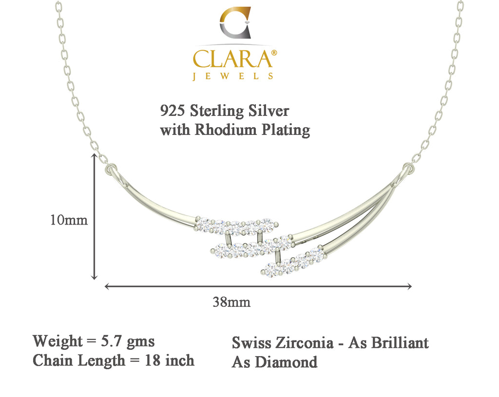 CLARA 925 Sterling Silver Rhodium Plated Isla Pendant with Chain Gift for Women and Girls