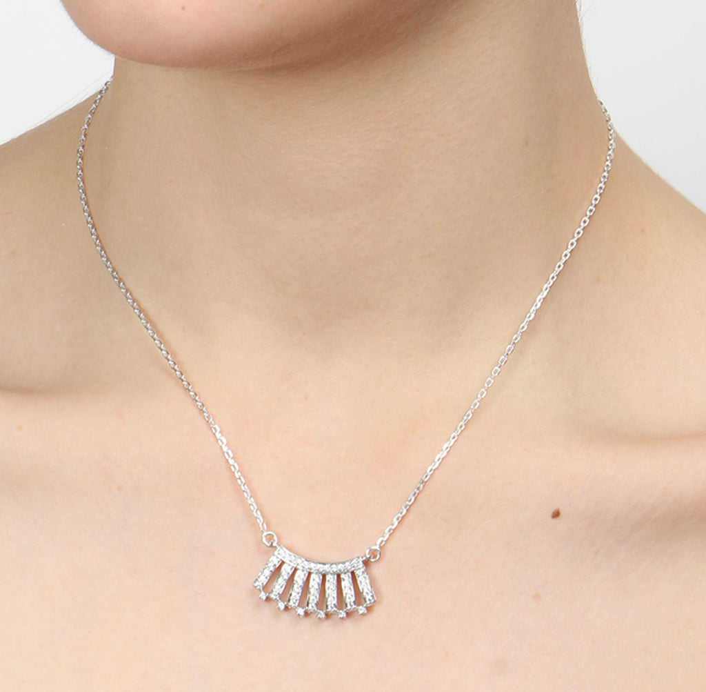 CLARA 925 Sterling Silver Rhodium Plated Ayla Pendant with Chain Gift for Women & Girls