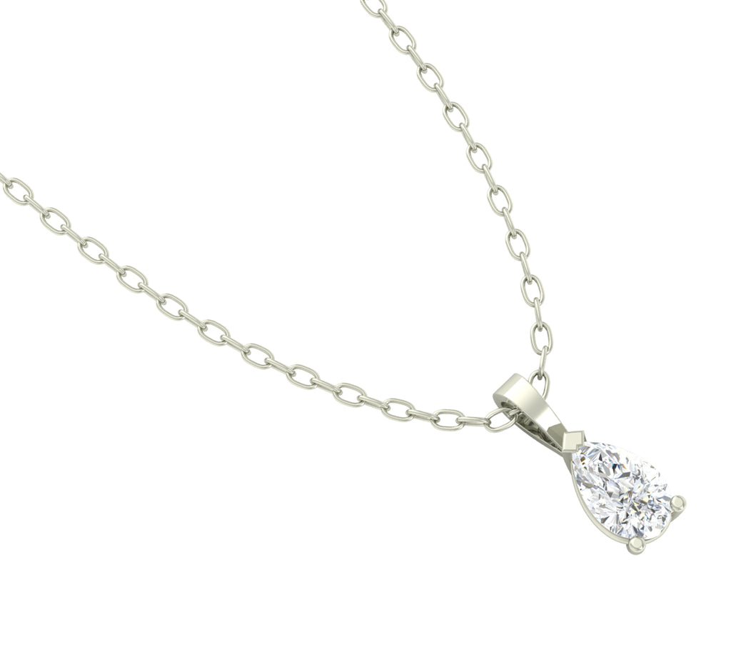 CLARA 925 Sterling Silver Rhodium Plated Pear Pendant with Chain Gift for Women & Girls