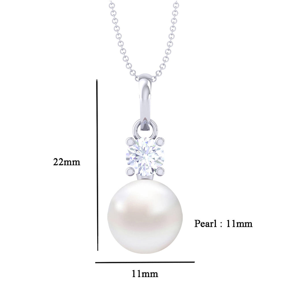 Clara 92.5 Sterling Silver Classic Pearl Pendant with Chain Gift for Women and Girls