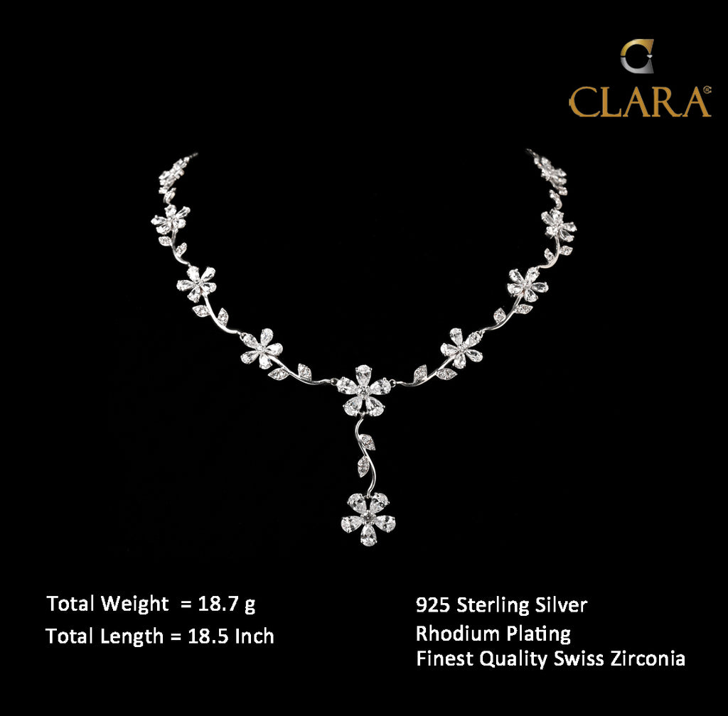 Clara 925 Sterling Silver Flower Necklace