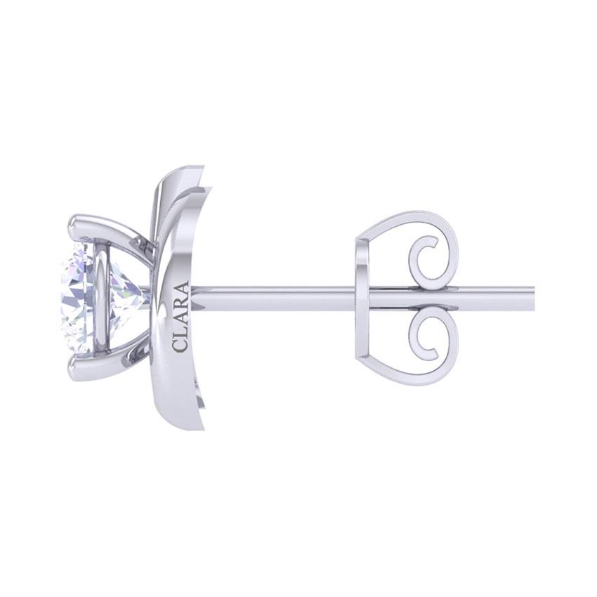 Clara Made with Swiss Zirconia 925 Sterling Silver Platinum Plated Roma Solitaire Earring Gift For Women & Girls