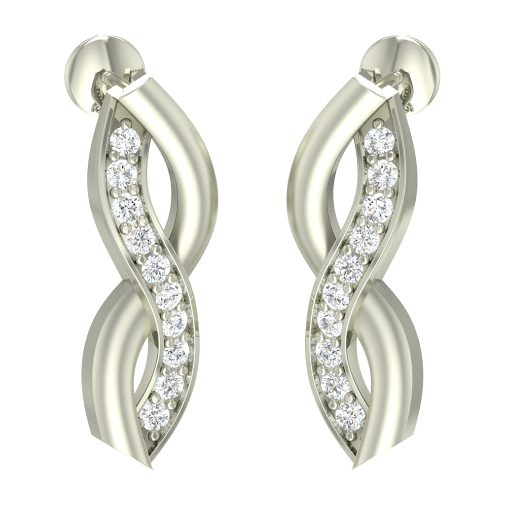 CLARA 925 Sterling Silver Swiss Zirconia Twist Earring With Screw Back Gift for Women and Girls