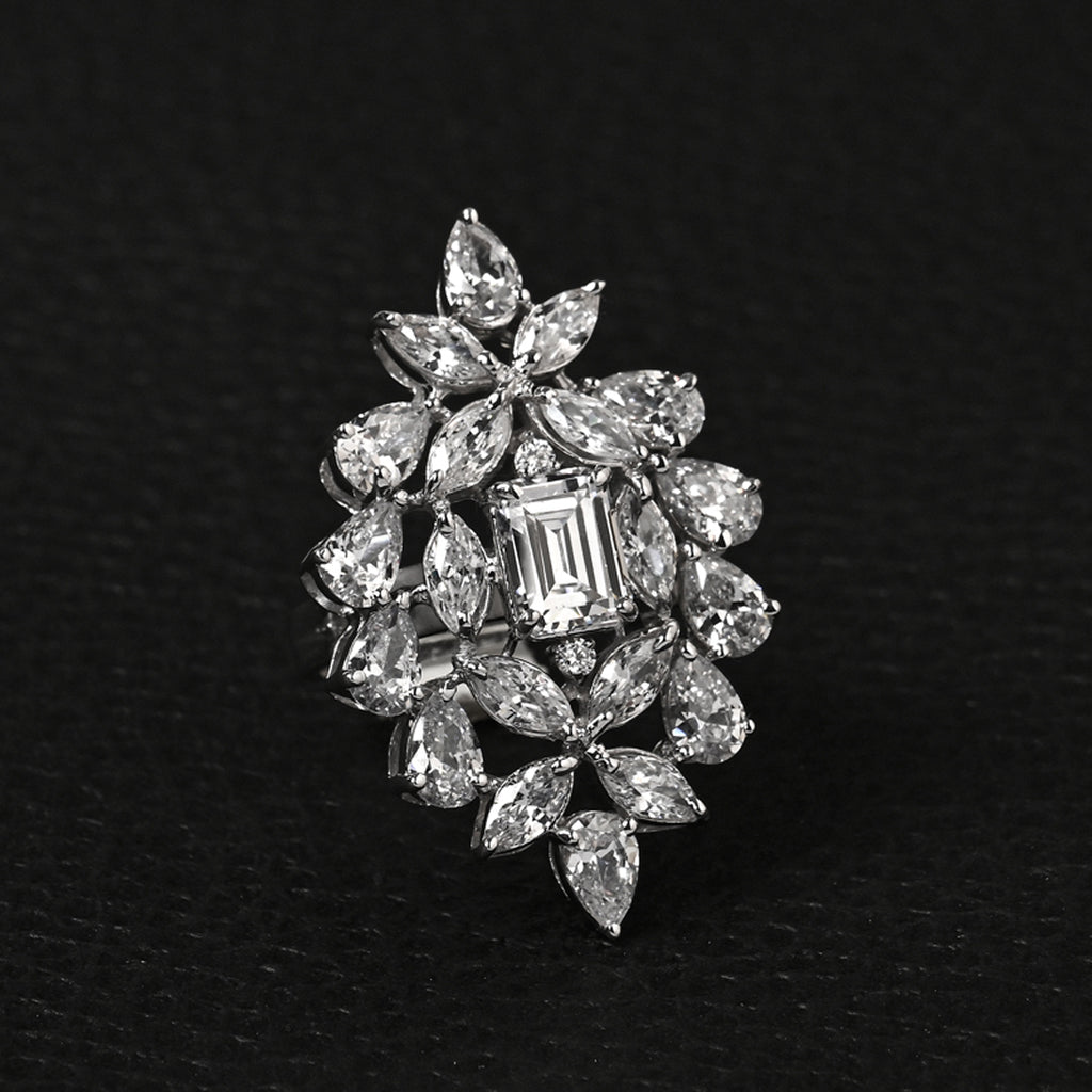 Clara 925 Sterling Silver Long Adjustable Cocktail Ring 