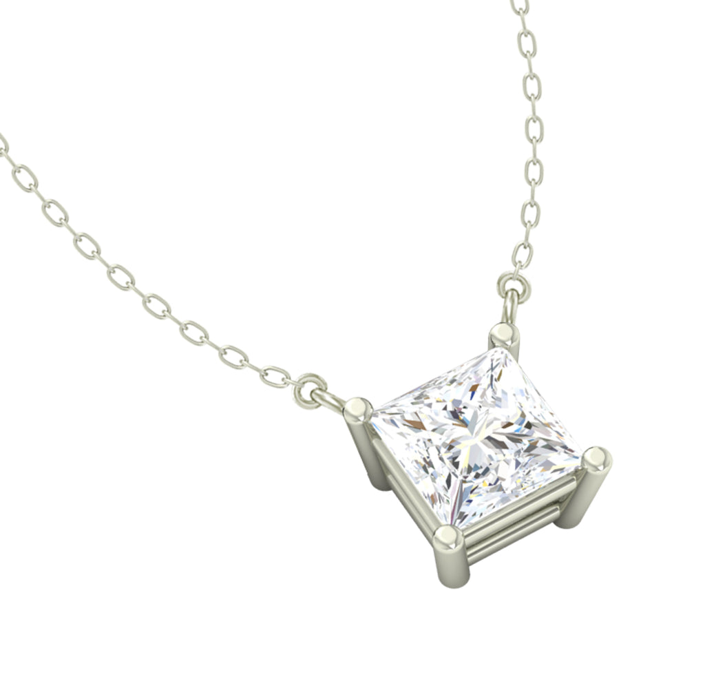CLARA 925 Sterling Silver Rhodium Plated Square Pendant with Chain Gift for Women & Girls