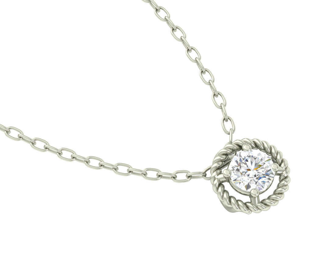 CLARA 925 Sterling Silver Rhodium Plated Rope Pendant with Chain Gift for Women and Girls