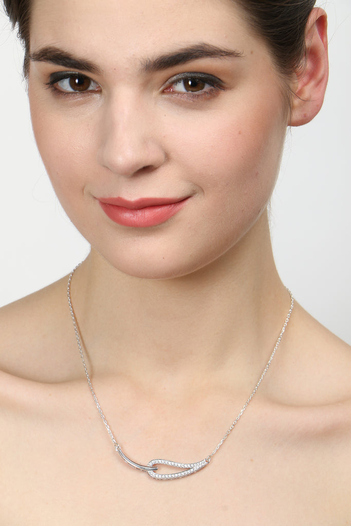 CLARA 925 Sterling Silver Rhodium Plated Stella Pendant with Chain Gift for Women and Girls